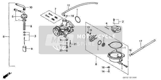 Honda C50Z2 1993 Carburettor (1) for a 1993 Honda C50Z2